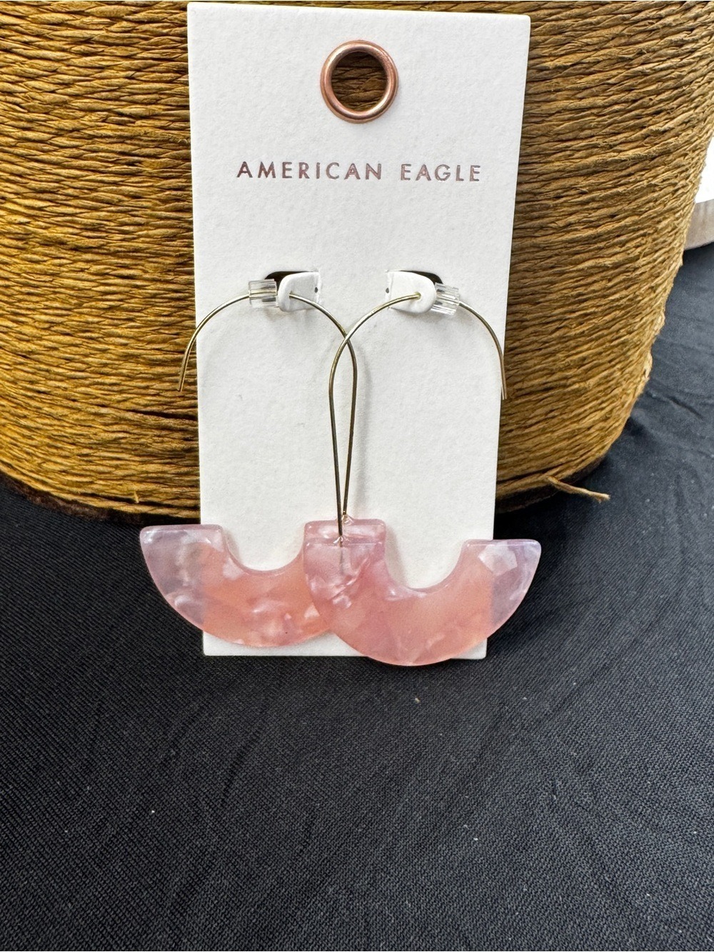 American Eagle Outfitters Blush Marbled Crescent Hoop Earrings